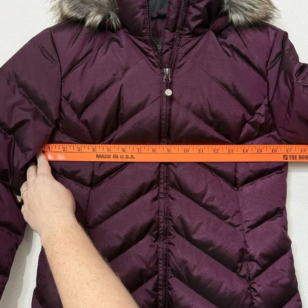 Eddie Bauer Women's Crystal Ridge Goose Down Parka Quilted Faux Fur Fuchsia XS